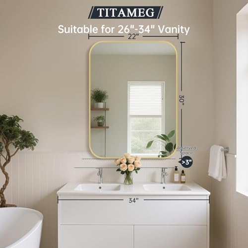 Gold Bathroom Mirror for Over Sink, Modern Decorative Vanity Mirror for Living - Image 7