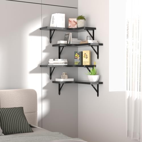 ROMGUAR CRAFT Corner Floating Shelves Wall Mounted Set of 4 - Image 7