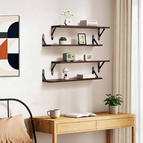 ROMGUAR CRAFT Wood Wall Floating Shelves Set of 4, 23.6" x 6" - Image 7