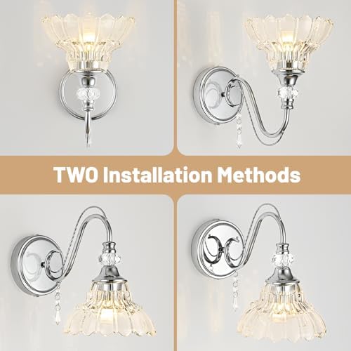 1 Piece Brushed Chrome Finish Wall Sconce, 1-Light Modern Wall Sconce - Image 7