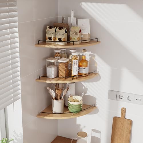 JJL Corner Shelf Wall Mounted, 12 Inches 3-Tier Floating Corner Shelf, - Image 6