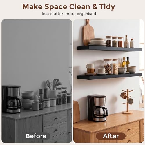 fuqing 40 Inch Floating Shelves, 6.7 Inch Deep Black Wall Shelves Set of 2 - Image 7