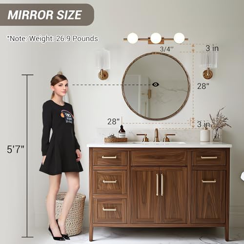 ANDY STAR Hand-Forged Round Bathroom Mirror, 28 Inch Antique Oil Rubbed Bronze - Image 6