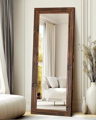 65x22in Full Length Mirror, 3-Tier Stepped Solid Wood Frame - Image 6
