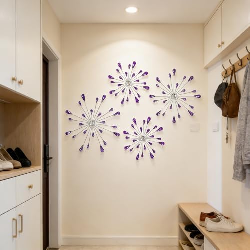 ZEXUIRU 4 Set Silver Starburst Wall Art - Image 6