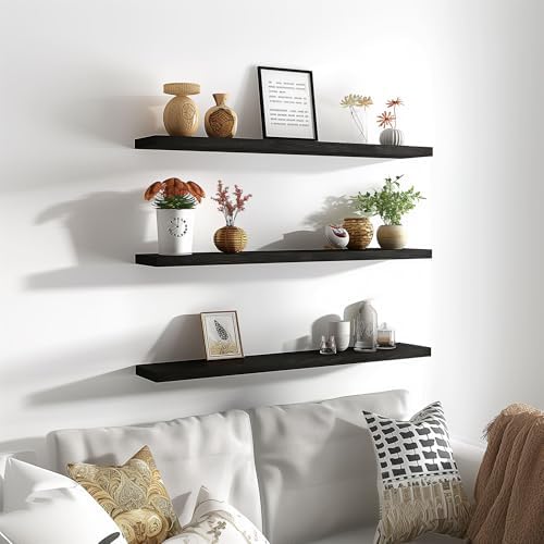 36 Inch Black Wood Floating Shelves - Image 5