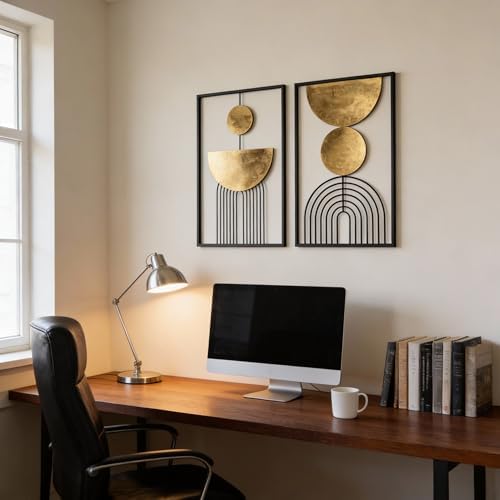 Abstract Geometric Wall Decor Set, 2 Piece Framed Modern Wall Sculpture - Image 7