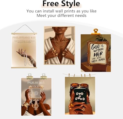 Msvenors Black Girl Wall Art Set of 9, Christian Inspirational Bible Verse - Image 7