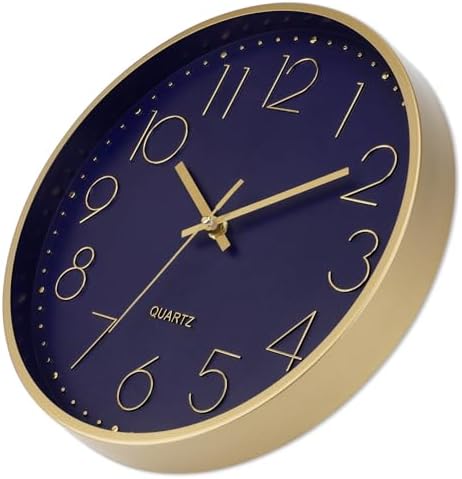 Foxtop 12" Modern Wall Clock Silent Battery Operated Metal Gold Clock - Image 6