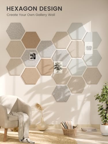 Fluxynara Extra Large 12-Pack Felt Bulletin Board Tiles, Stone Beige - Image 6