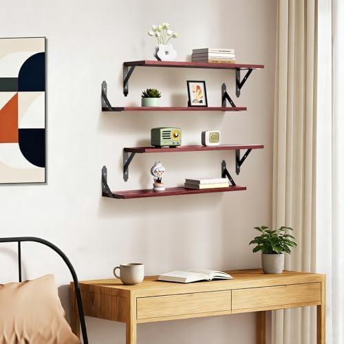 ROMGUAR CRAFT Wood Wall Floating Shelves Set of 4, 23.6" x 6" - Image 7
