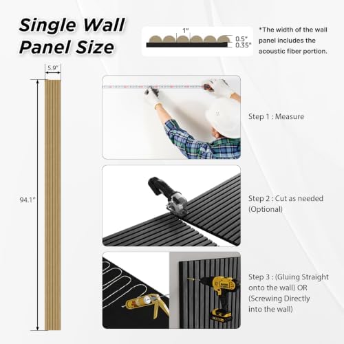 SMARTSTANDARD Wood Fluted Acoustic Wall Panels, Classic Oak - Image 6