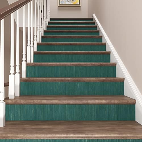 CRE8TIVE Teal Green Grasscloth Peel and Stick Wallpaper - Image 7