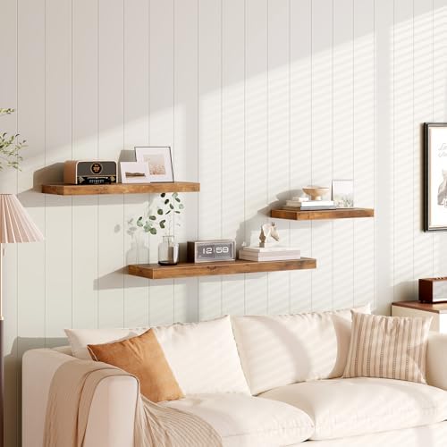 RALGEND Floating Shelves for Wall, 23.6" Wooden Wall Shelf Set of 4 - Image 7