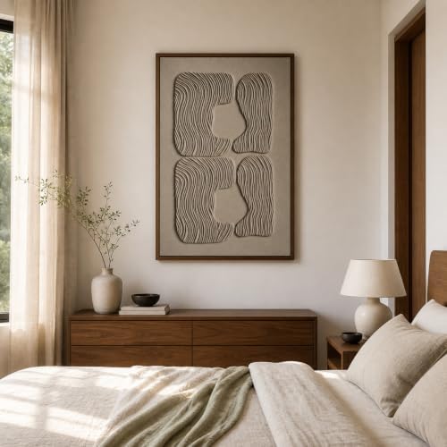 Thalasse 3D Textured Abstract Wall Art, 24 x 36 in, Warm Neutral by Thalasse%7C3DTactileWallArt