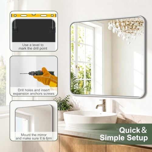 Bathroom Vanity Mirror, 30”x30” Wall Mirror - Image 7