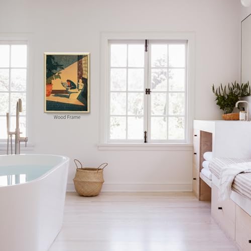 Japanese Frog Framed Wall Art Cute Animal Canvas Print Funny Frog On The Toilet - Image 7