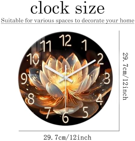 XFM Decorative Wall Clocks Battery Operated 12 inch Lotus Flower - Image 6