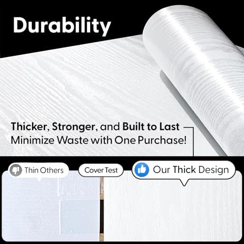 White Wood Grain Contact Paper 19.7" x 394", Extra Wide and Long Peel and Stick - Image 7