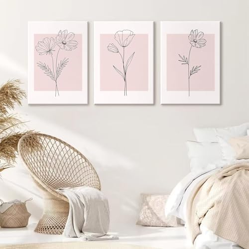 Pink Wall Art Pictures Decor Blush Pink Flower Canvas Painting Floral Botanical - Image 7