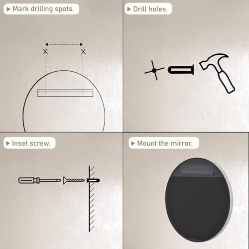 VooBang Round Bathroom Mirror 30 inch, Modern Round Bathroom Vanity Mirror - Image 6