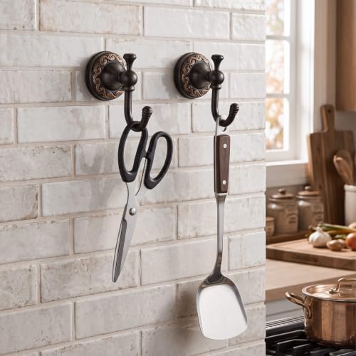 Yaocom 2 Pack Antique Towel Hooks Wall Mounted, Oil Rubbed Bronze - Image 6