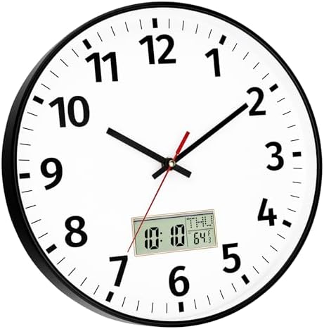 Foxtop 12 Inch Digital and Analog Wall Clock Battery Operated Clock - Image 6