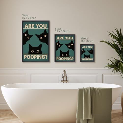 Cyebmo Funny Black Cat Bathroom Wall Art, Whimsical Toilet Humor Wall Decor - Image 7
