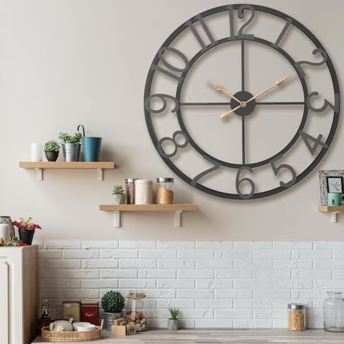Pytha Sight 36 Inch Black Metal Arabic Numeral Extra Large Giant Wall Clock - Image 6
