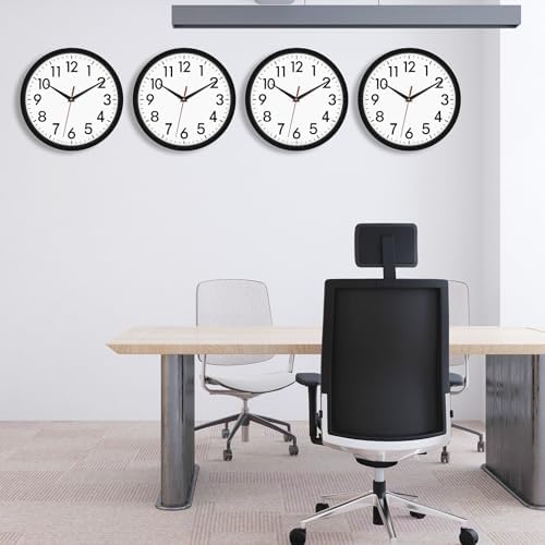 4 Pcs Multi Time Zone Wall Clock Silent Non Ticking Quartz Battery Operated - Image 6