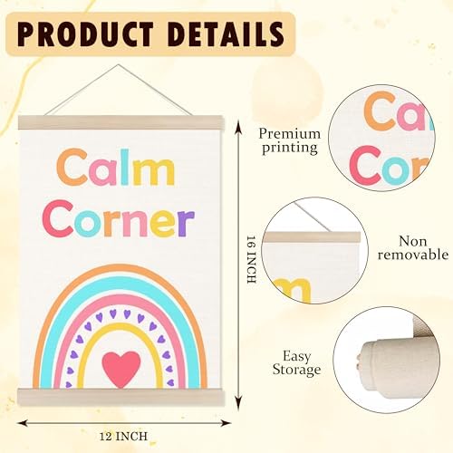 Welshower Boho Rainbow Calm Corner Poster Hanger Frame, Colorful Mental Health - Image 6