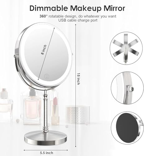 DEIOVWXS Makeup Mirror, Rechargeable Vanity Mirror - Image 7