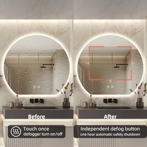 36 in. W x 32 in. H Half Moon Round LED Bathroom Mirror - Image 7