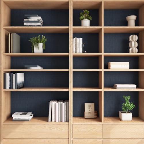 YENHOME Dark Denim Blue Grasscloth Wallpaper Peel and Stick Textured Wall Paper - Image 7
