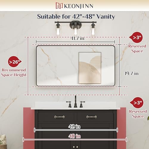 Keonjinn 42 x 20 Inch Black Bathroom Mirror - Image 6