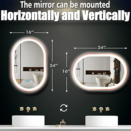 16 X 24 Inch Rose Gold LED Oval Mirror - Image 6