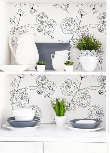 Safiyya 118"x17.3" Peel and Stick Wallpaper Black and White Contact Paper - Image 6