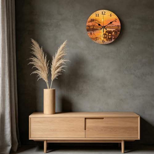 African Elephant Wall Clock Silent Non-Ticking 12" - Image 7