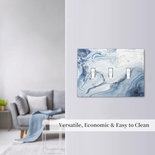 Decorative Switch Plates Blue Marble Pattern 3 Gang Wall Plate Faceplate Triple - Image 7