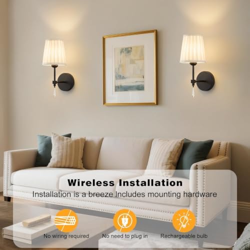 Black Battery Operated Wall Sconce, 10000 Mah Rechargeable Wall Sconces set of 2 - Image 7