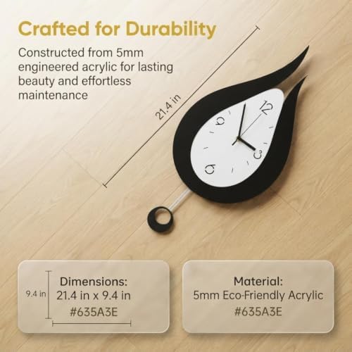 Battery Wall Clock with Pendulum 9.4x21.4 Inch - Image 6
