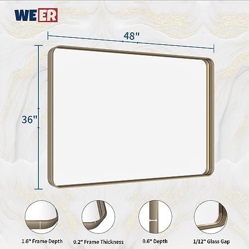 WEER Bronze Bathroom Vanity Mirror 48X36 Inch - Image 6