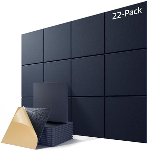 22 Pack Self-Adhesive Sound Proof Foam Panels by Lebenforce
