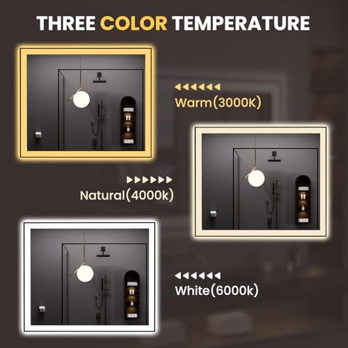 LOAAO 48"X40" LED Bathroom Mirror Black Framed - Image 6