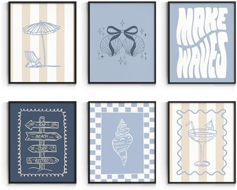Habseligkeit Abstract Blue Wall Art Prints, Summer Poster 8x10 Set of 6 by Habseligkeit