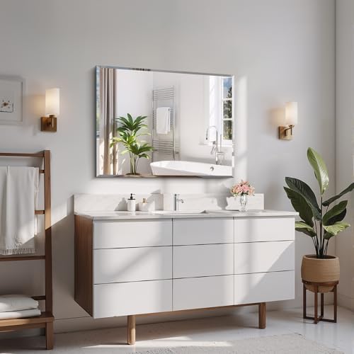 CILIBER Beveled Mirror, 24x30 Frameless Beveled Bathroom Mirrors - Image 7