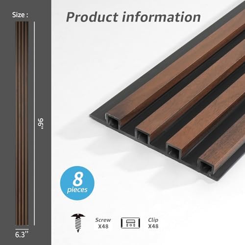 Art3d 96 x 6 Inch 3D Fluted Wood Textured Slat Wall Panel - Image 7
