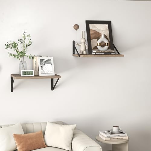 Heimlove 16W x 12D Deep Floating Shelves Set of 2 Grey - Image 6