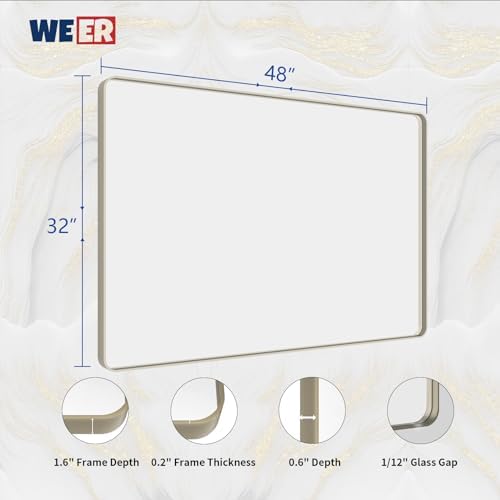 WEER Brushed Nickel Bathroom Vanity Mirror 48X32 Inch - Image 6