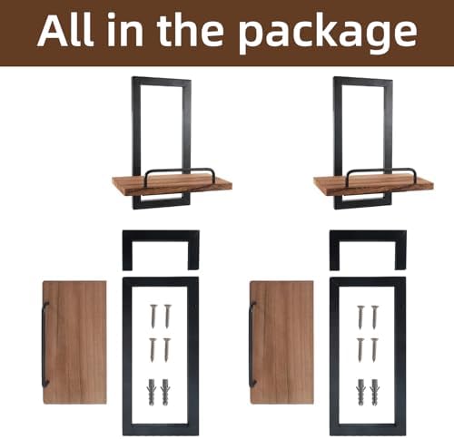 Floating Plant Shelves 2Pack, Metal&Wood Wall Mounted Shelf - Image 7